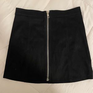 Black zip up mini skirt